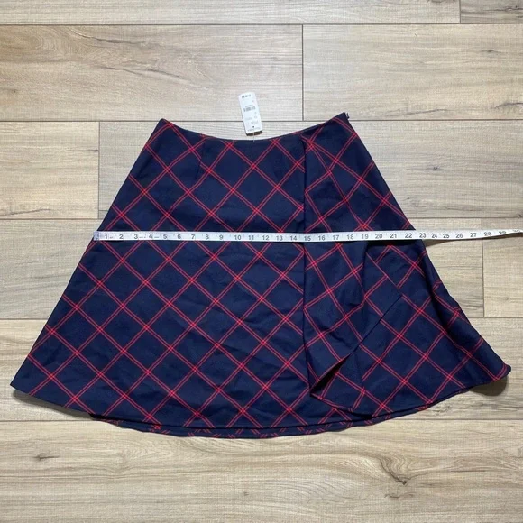 Brooks‎ Brothers Red Fleece Womens Plaid Wool Ruffle Front Skirt Size 2 Blue Red - Picture 3 of 13